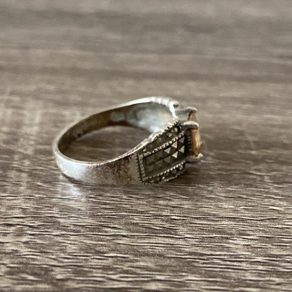 Gorgeous topaz marcasite ring size 9 sterling silver 925 sparkly bling vacation - Picture 7 of 12